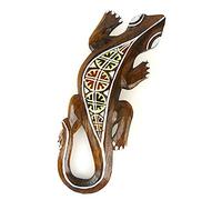 Coco Papaya Lézard motif batik - décoration murale en bois 30cm