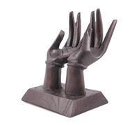 Coco Papaya Mains porte-bagues/Présentoir à cartes de visite. Bois massif teinte marron