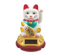 Coco Papaya Maneki Neko Blanc/Chat Japonais à énergie Solaire 8cm