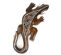 Coco Papaya Margouillat motif batik - décoration murale en bois 30cm