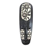 Coco Papaya Masque Africain 50cm en Bois Noir sculpté - Motif Fleurs, 50