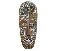 Coco Papaya Masque Africain en bois 30cm motif Eléphants.