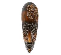 Coco Papaya Masque africain motif éléphant en bois 30cm, déco ethnique chic