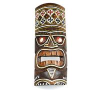 Coco Papaya Masque Tiki 30cm en bois motif coloré. Déco Hawaï.