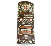 Coco Papaya Masque Tiki 30cm en bois motif coloré. Décoration Tiki.