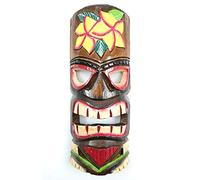 Coco Papaya Masque Tiki 30cm en bois motif Fleur. Décoration Tahiti