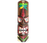 Coco Papaya Masque Tiki 50cm en bois coloré motif Cocotier. Décoration Tiki.
