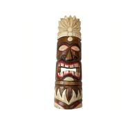 Coco Papaya Masque Tiki 50cm en bois motif Plumes. Déco tribale polynésienne.
