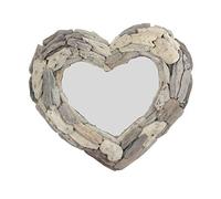 Coco Papaya Miroir Coeur en Bois flotté 45x35cm. Décoration Murale