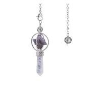 Coco Papaya Pendule Merkaba en Améthyste et Pointe en Cristal de Roche