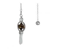 Coco Papaya Pendule Merkaba en Oeil de Tigre et Pointe en Cristal de Roche