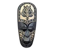 Coco Papaya Petit masque africain 25cm en bois noir - Motif tortue