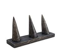 Coco Papaya Porte-bagues en bois massif noir vintage/Présentoir à bagues (3 cônes)