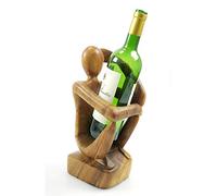 Coco Papaya Porte-Bouteille Penseur 30cm en Bois Brut