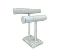 Coco Papaya Présentoir à bracelets et montres 2 joncs en bois massif teinté blanc cérusé