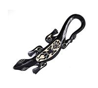Coco Papaya Salamandre/Gecko mural en bois peint noir motif tribal africain 50cm
