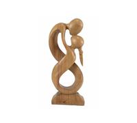 Coco Papaya Sculpture de Couple Union Infinie 30cm en Bois Naturel | Cadeau Romantique