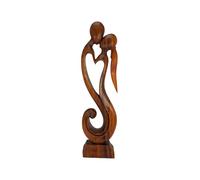 Coco Papaya Sculpture sur Bois XL Couple en Fusion 100cm en Bois | Cadeau de Mariage