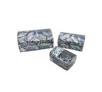 Coco Papaya Set de 3 boîtes à bijoux en marqueterie de nacre - Coloris noir