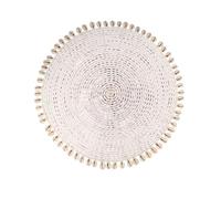 Coco Papaya Set de Table Blanc ø35cm en Jonc de mer et Coquillages | Déco de Table Ethnique Bohème