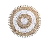 Coco Papaya Set de Table Bohème ø35cm en Jonc de mer et Coquillages | Fait Main à Bali