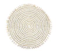 Coco Papaya Set de Table Rond en jonc de mer et Coquillages - Coloris Naturel et Blanc