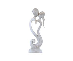 Coco Papaya Statue Abstraite Couple en Fusion 50cm en Bois | Cadeau d'amour