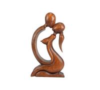 Coco Papaya Statue Abstraite Couple Sensuel en Bois 30cm | Cadeau de Lune de Miel