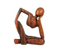 Coco Papaya Statue Abstraite Le Penseur 20cm en Bois Teinté