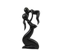 Coco Papaya Statue Abstraite Maman et Bébé 30cm en Bois Noir ébène