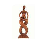 Coco Papaya Statue Abstraite Union Parent-Enfant 50cm en Bois Teinté