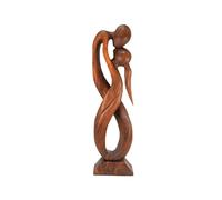 Coco Papaya Statue Abstraite XL Couple Enlacé 100cm en Bois | Cadeau Anniversaire de Mariage