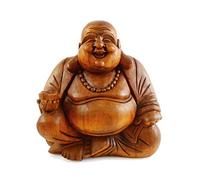Coco Papaya Statue Bouddha Chinois Rieur en Bois sculpté Main 30cm