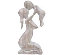 Coco Papaya Statuette Abstraite Maman et Bébé 20cm en Bois Blanc cérusé