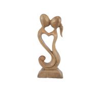 Coco Papaya Statuette en Bois Couple en Fusion 20cm | Cadeau Noces de Bois