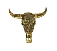 Coco Papaya Tête de Buffle sculptée dorée - Décoration murale bohème chic