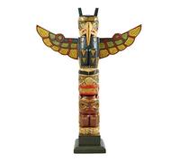 Coco Papaya Totem Indien Multicolore 50cm en Bois Massif avec Figurine Aigle