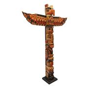 Coco Papaya Totem Indien XL 150cm en Bois Sculpté - Aigle et Personnages