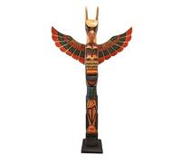 Coco Papaya Totem Indien XL 150cm en Bois Sculpté Motifs Animaux