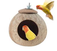 Coco Shell Bird House, Parrot Coco Nest Hut - Maison de Repos de Coco Naturel pour Les Oiseaux - Budgerigar Lovebirds Habitat Decor for Animal Lovers for Garden, Balcony, Living Room