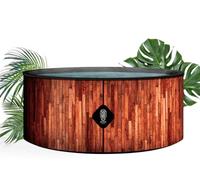 COCO SPA EXOTIK Spa Gonflable | 180 cm de diamètre | 1100 litres | Moteur 2240 W | Jusqu'à 6 Personnes | Massage 140 Jets | Imitation Bois Naturel