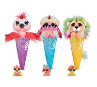 Coco Surprise Fantasy B Series 1 Lot de 3 Jouets en Peluche avec Flamant Rose, Caniche, Lion, Surprise de Collection dans Un cône (Lot de 3) (Flamant Rose, Caniche, Lion)