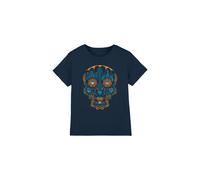 T-shirt coton day of the dead bleu marine 3/4A