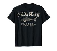 Cocoa Beach Florida Shark Fishing Lettres Blanches Antiques T-Shirt