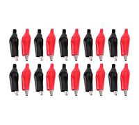 Cocoarm 20 Pièces de Pinces Crocodiles en Fer é de 28 Mm, Manchon PVC Ignifuge pour Pinces Crocodiles Destinées aux Tests électriques, en Couleur Rouge et Noir, pour équipement de