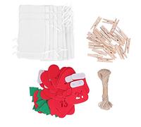 Cocoarm 24PCS Sac de Noël Sac de Noël en Feutre avec Cordon de Serrage avec 24 Autocollants Chiffres Réutilisables 14 X 9,5 Cm Pochettes Cadeaux de Bonbons pour Calendrier de l' Décoration Murale