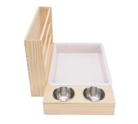Cocoarm 3 en 1 Mangeoire à Foin en Bois pour Lapin, avec Bac à Litière 2 Bols Grande capacité Structure Anti-basculement pour Cochon d'Inde Chinchilla Lapin Hamster Furet Petits Animaux