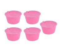 Cocoarm 5 Pièces Capsules de Café Réutilisables Tasse Filtre à Café 50ml ABS de Qualité Alimentaire et Acier Inoxydable 304 avec Cuillère pour Melody Genio Mini Me Esperta Circolo (PINK)