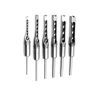 Cocoarm 5 Pièces Jeu de Forets à Trous Carrés Ciseau à Mortaiser pour le Travail du Bois en Acier au Carbone 1 4 à 5 8 Pouces CNC Finition Lisse Enlèvement de Copeaux de Rainure en U pour les (6PCS)