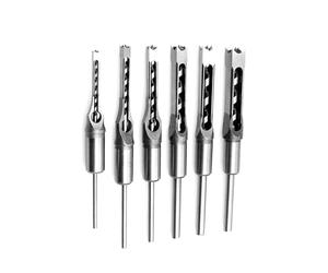 Cocoarm 5 Pièces Jeu de Forets à Trous Carrés Ciseau à Mortaiser pour le Travail du Bois en Acier au Carbone 1 4 à 5 8 Pouces CNC Finition Lisse Enlèvement de Copeaux de Rainure en U pour les (6PCS)